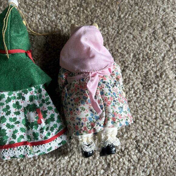Vintage 1960s/70s 6" Porcelain Felt Ornaments Lot Of 3 - Handmade? - Picture 7 of 11